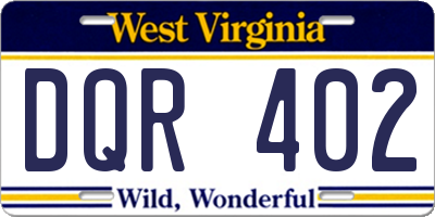 WV license plate DQR402