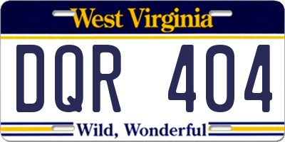 WV license plate DQR404