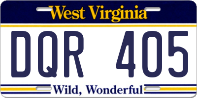WV license plate DQR405