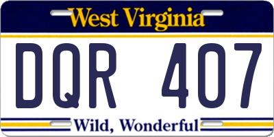 WV license plate DQR407
