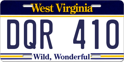 WV license plate DQR410