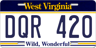WV license plate DQR420