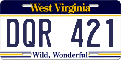 WV license plate DQR421