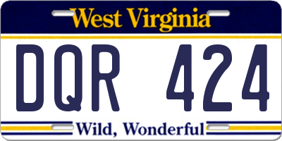 WV license plate DQR424