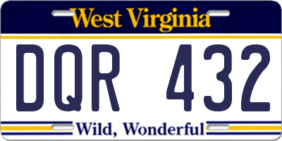 WV license plate DQR432