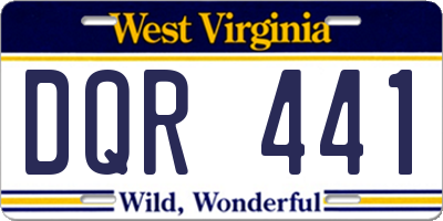 WV license plate DQR441