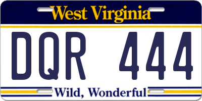 WV license plate DQR444