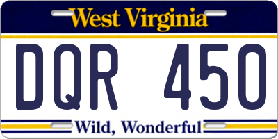 WV license plate DQR450