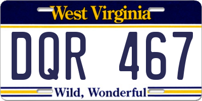 WV license plate DQR467