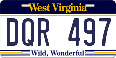 WV license plate DQR497