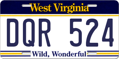 WV license plate DQR524