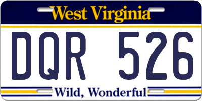 WV license plate DQR526