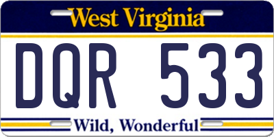 WV license plate DQR533