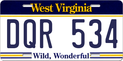 WV license plate DQR534