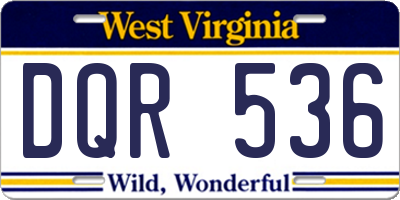WV license plate DQR536