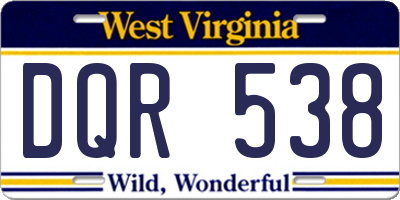 WV license plate DQR538