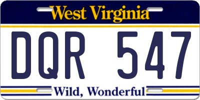 WV license plate DQR547