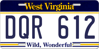 WV license plate DQR612