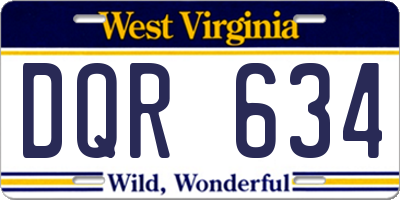 WV license plate DQR634