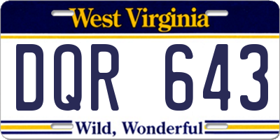 WV license plate DQR643