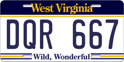 WV license plate DQR667