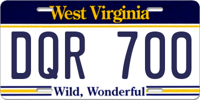 WV license plate DQR700