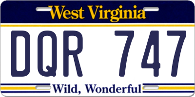 WV license plate DQR747