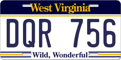 WV license plate DQR756
