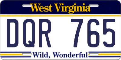 WV license plate DQR765