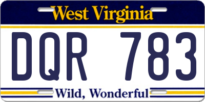 WV license plate DQR783