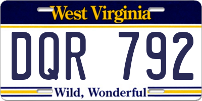 WV license plate DQR792