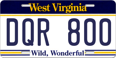 WV license plate DQR800