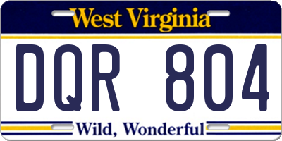 WV license plate DQR804