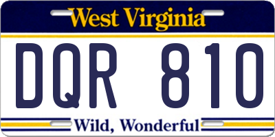 WV license plate DQR810