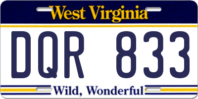 WV license plate DQR833