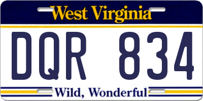 WV license plate DQR834