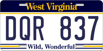 WV license plate DQR837