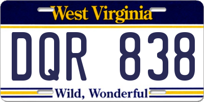 WV license plate DQR838