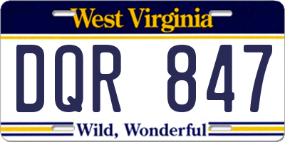 WV license plate DQR847