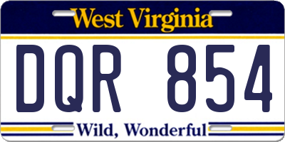 WV license plate DQR854