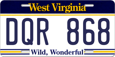 WV license plate DQR868