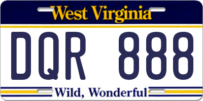 WV license plate DQR888