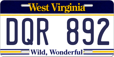 WV license plate DQR892