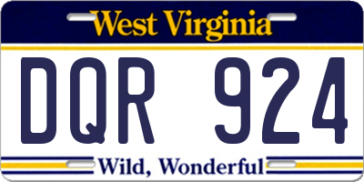 WV license plate DQR924