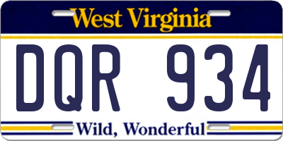 WV license plate DQR934
