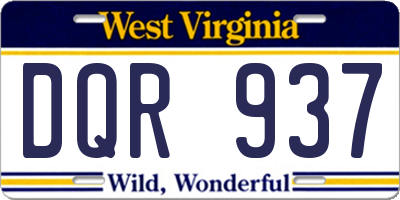 WV license plate DQR937