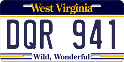WV license plate DQR941