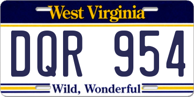 WV license plate DQR954