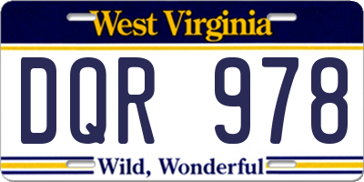WV license plate DQR978