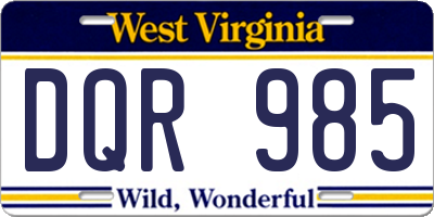 WV license plate DQR985